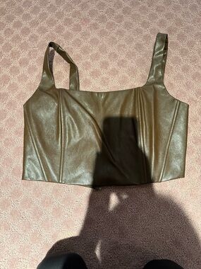 Faux Leather Brown Cropped Tank Top